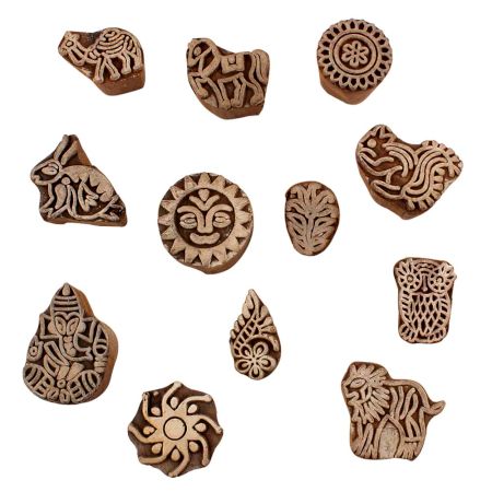 Set of 12 Piece New Mix Wooden Printing Blocks